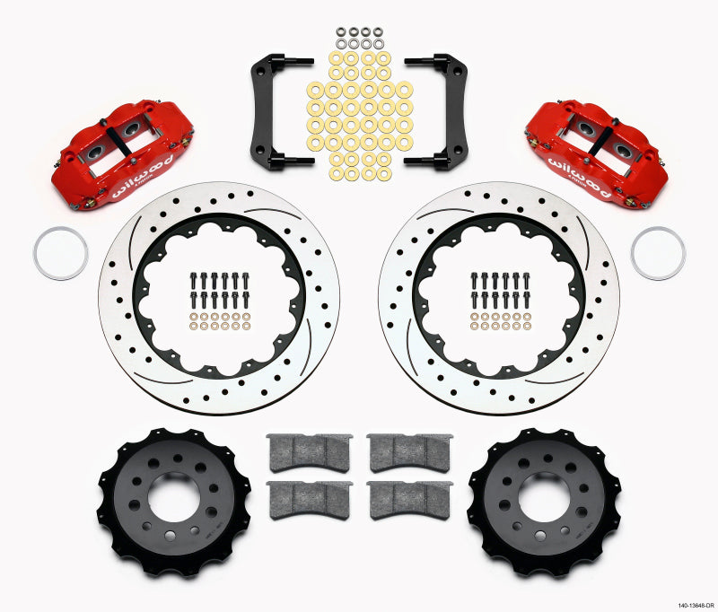 Wilwood Narrow Superlite 4R Rear Kit 14.00in Drilled Red Morrison Multilink IRS (10-15 Camaro Based) 140-13648-DR 140-13648-DR Photo - Primary