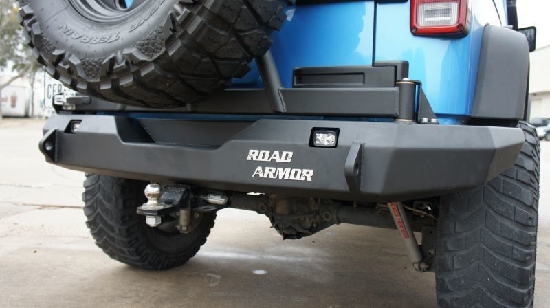 Road Armor 07-17 Jeep Wrangler JK Stealth Rear Non-Winch Bumper w/Tire Carrier - Tex Blk 508R0B-TC 508R0B-TC Photo - Primary