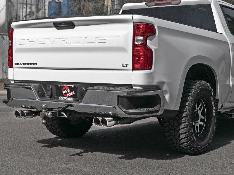 aFe Gemini XV 3in 304 SS Cat-Back Exhaust w/ Cutout 19-21 GM Silverado/Sierra 1500 V8- w/ Black Tips 49-34139-P 49-34139-P Photo - Mounted