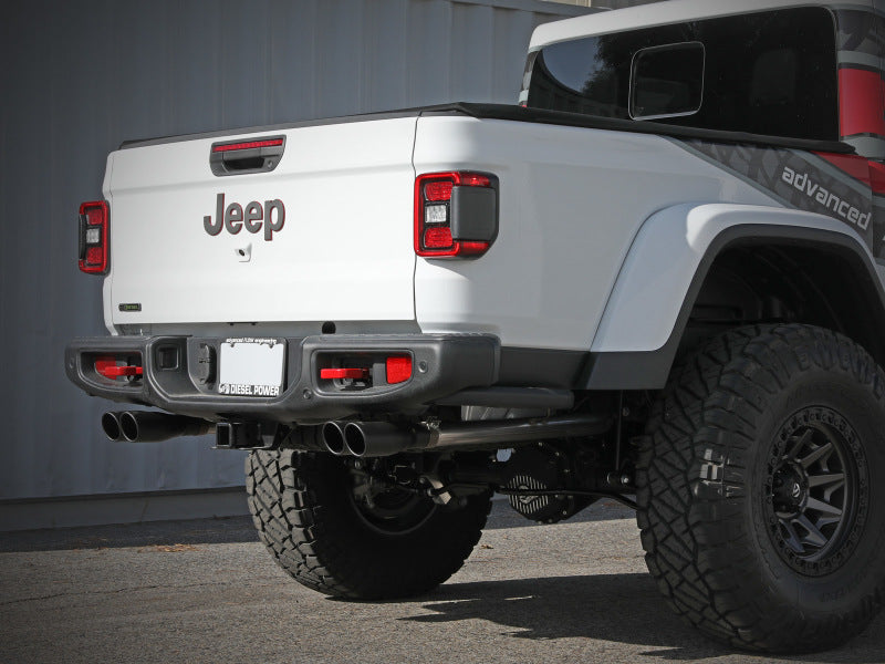 aFe Vulcan Series 3in 304SS DPF-Back 21 Jeep Gladiator V6-3.0L (td) Dual Black Tip 49-38095-B 49-38095-B Photo - Mounted