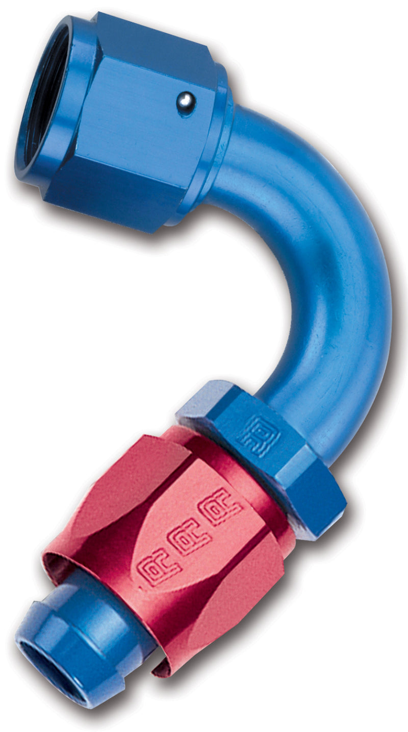 Russell #6 Full Flow Swivel 120° Tight Radius Hose Ends - Red/Blue 613400 Photo - Primary