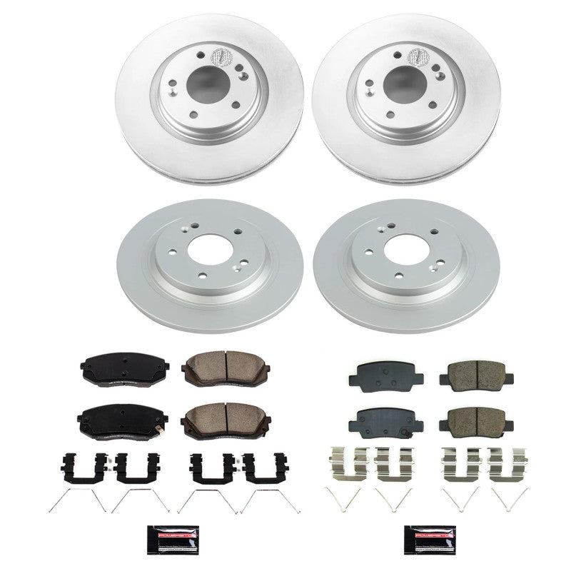 PowerStop Power Stop 2021 Kia Seltos Front & Rear Z17 Coated Brake Kit CRK8811