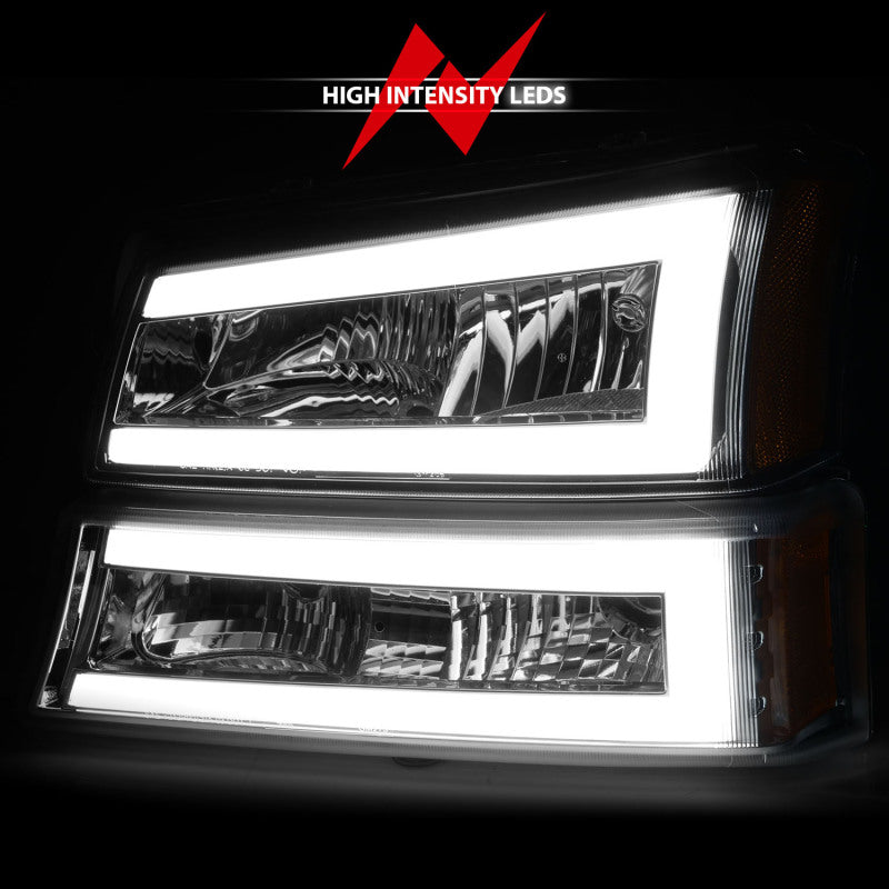 ANZO 2003-2006 Chevrolet Silverado 1500 Crystal Headlights w/ Light Bar Chrome Housing 111502 111502 User 5