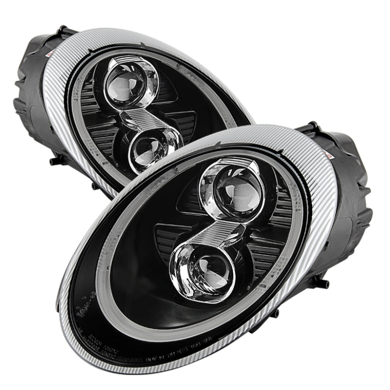 Spyder Porsche 911 997 2005-2009 Projector Headlights Halogen Model DRL LED Blk PRO-YD-P99705-DRL-BK 5080134 5080134 Photo - Primary
