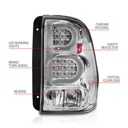 ANZO 2002-2009 Chevrolet Trailblazer LED Tail Lights w/ Light Bar Chrome Housing Clear Lens 311373 311373 User 3