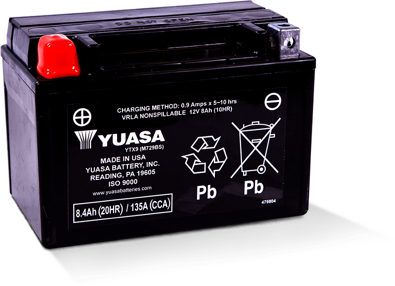 Yuasa Battery Yuasa YTX9 Maintenance Free AGM 12 Volt Battery YUAM729BSTWN