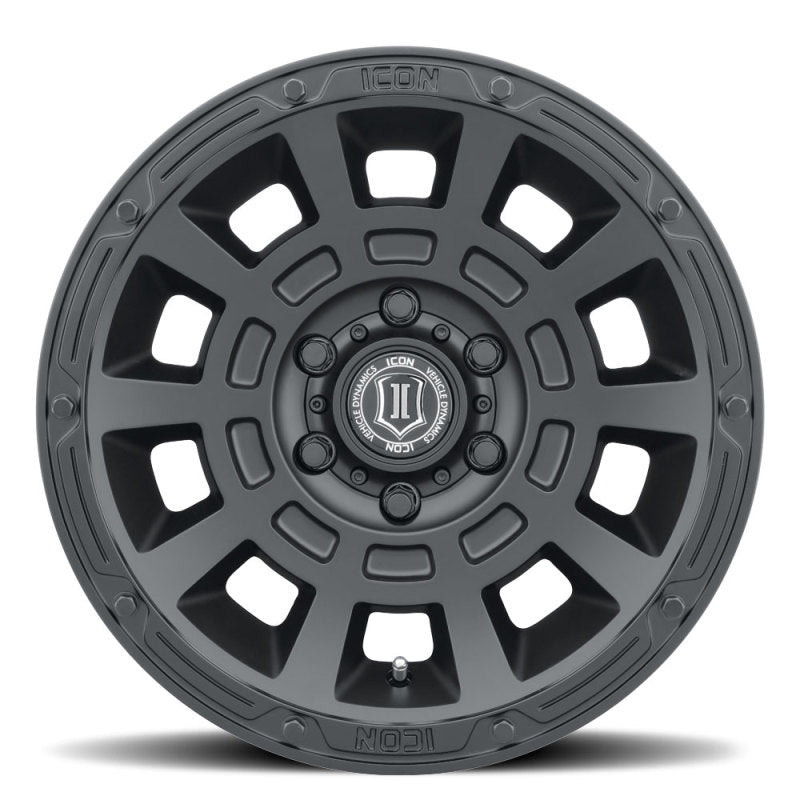 ICON Thrust 17x8.5 6x5.5 25mm Offset 5.75in BS 95.1mm Bore Satin Black Wheel 2817859057SB 2817859057SB Photo - Close Up