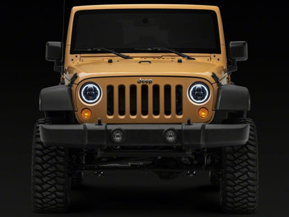 Raxiom 07-18 Jeep Wrangler JK Axial 7-In LED Headlights w/ DRL Turn Signals- Blk Housing (Clear) J173078 J173078 Photo - Close Up