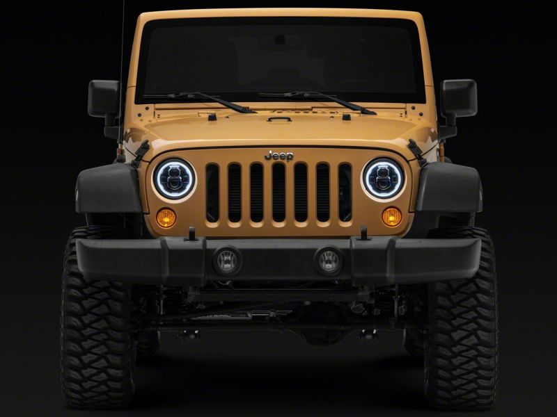 Raxiom 07-18 Jeep Wrangler JK Axial 7-In LED Headlights w/ DRL Turn Signals- Blk Housing (Clear) J173078 J173078 Photo - Close Up