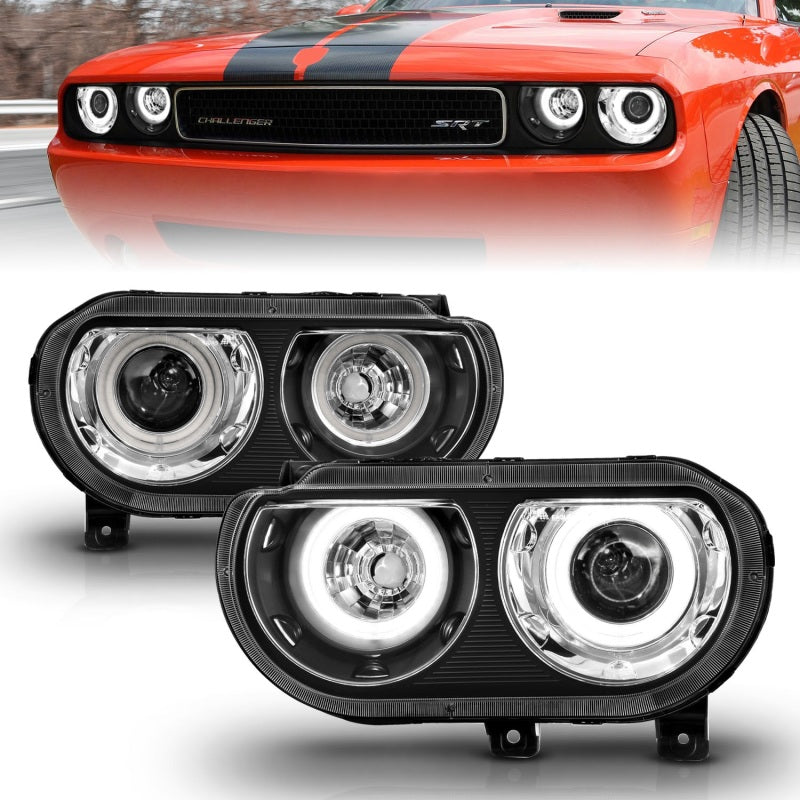 Anzo 2008-2014 Dodge Challenger Projector Headlights w/ Halo Black (CCFL) 121308 Photo - Primary