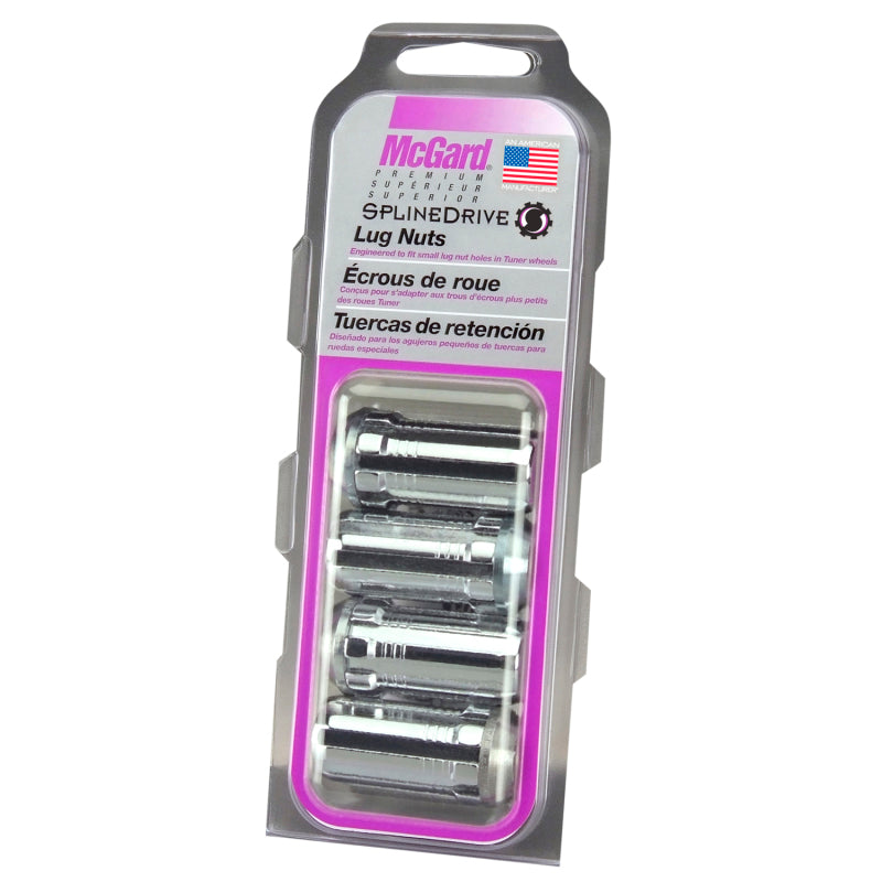 McGard SplineDrive Lug Nut (Cone Seat) M14X1.5 / 1.648in. Length (4-Pack) - Chrome (Req. Tool) 65315 65315 Photo - in package