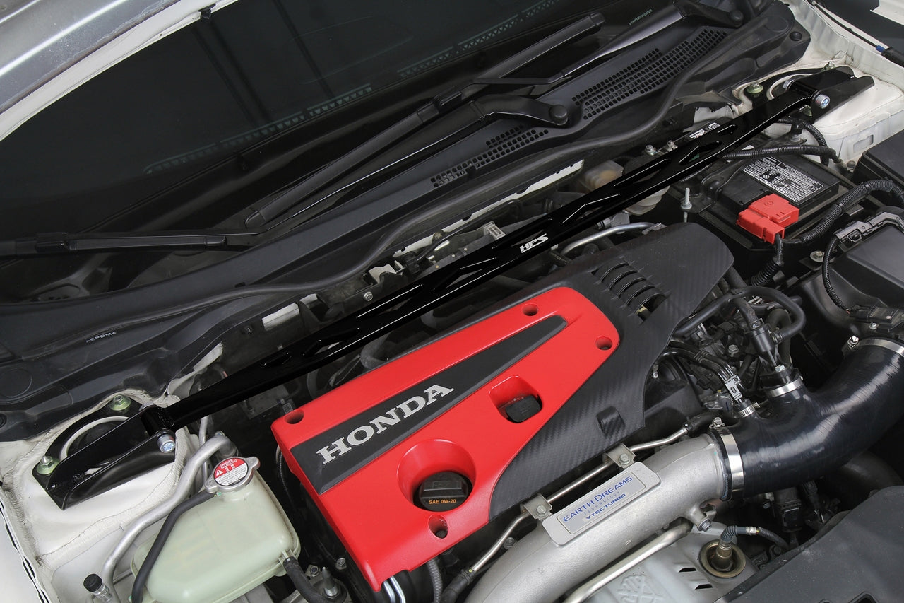 HPS Performance Front Strut Bar 2016-2025 Honda Civic, Black 42-113WB