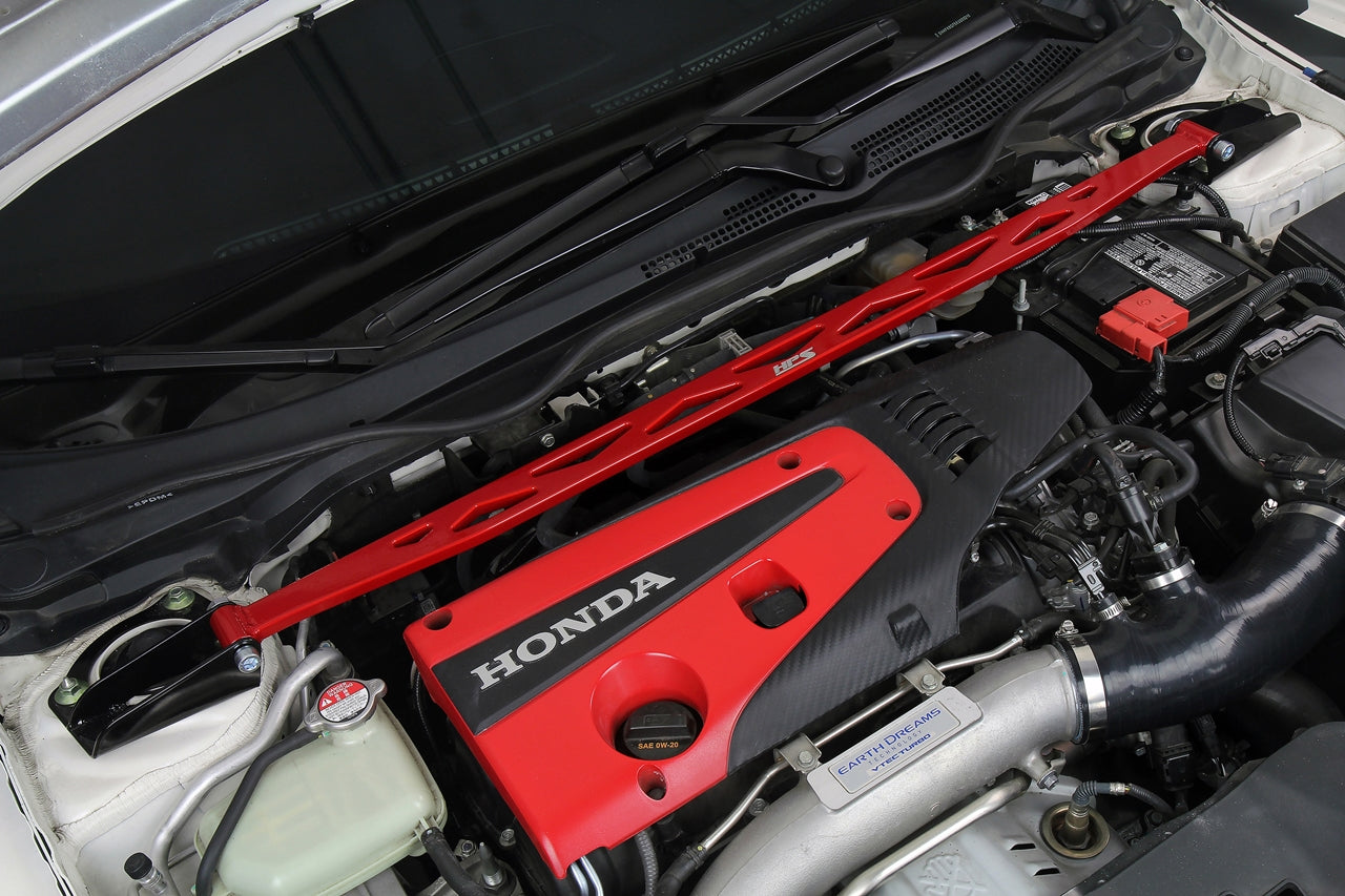 HPS Performance Front Strut Bar 2017-2025 Honda Civic Type R, Red 42-113R