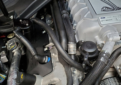 J&L 2020-2021 Ford Mustang GT500 Passenger Side Oil Separator 3.0 - Black Anodized 3054P-B 3054P-B Photo - Mounted