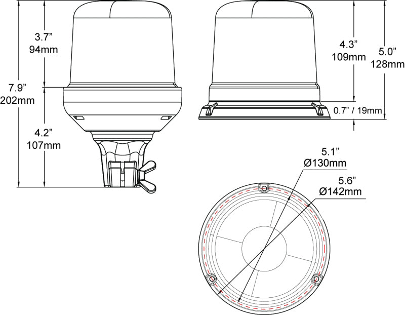 Hella StrobeType Beacon 2Rl H27112001 H27112001 Technical Drawing