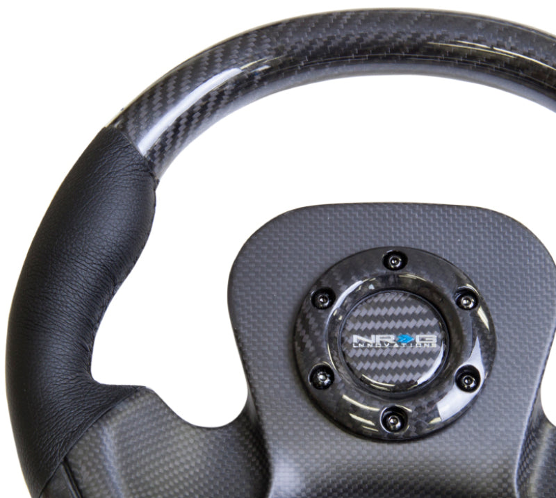 NRG Carbon Fiber Steering Wheel (320mm) CF Center Plate & Two-Tone Carbon w/Leather Trim Handles ST-X10CF ST-X10CF Photo - Primary
