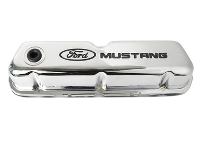 Ford Chrome Steel Valve Cover Set w/Mustang Logo FRD302-100 302-100 Photo - Unmounted