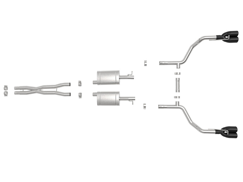 aFe MACH Force-Xp 2-1/2in 304 SS Cat-Back Exhaust 15-21 Dodge Challenger V6-3.6L - Quad Black Tip 49-32067-B 49-32067-B Photo - Unmounted