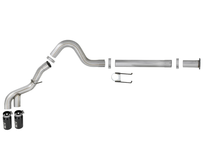 aFe Power 11-14 Ford F250/F350 6.7L Diesel Rebel XD 4in 409 SS DPF-Back Exhaust System - Black Tips 49-43120-B 49-43120-B Photo - Unmounted