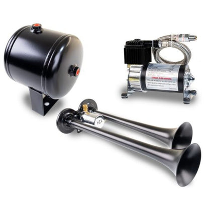 Kleinn Air Horns Kleinn Dual Black Horn Kit w/ 120 PSI Air Compressor / 0.5 gal Air Tank HK2-1 HK2-1 Photo - Primary