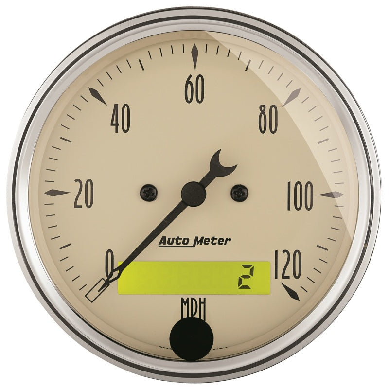 Autometer 3-1/8" Speedometer, 0-120 Mph, Electric, Antique Beige 1887 Photo - Primary