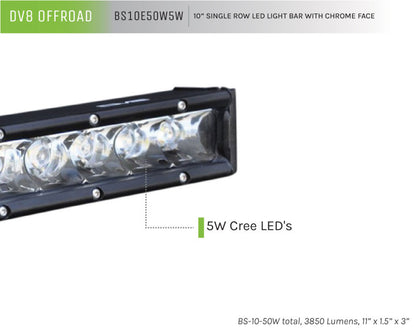 DV8 Offroad SL 8 Slim 10in Light Bar Slim 50W Spot 5W CREE LED - Black BS10E50W5W BS10E50W5W Product Brochure - a specific brochure describing a Product