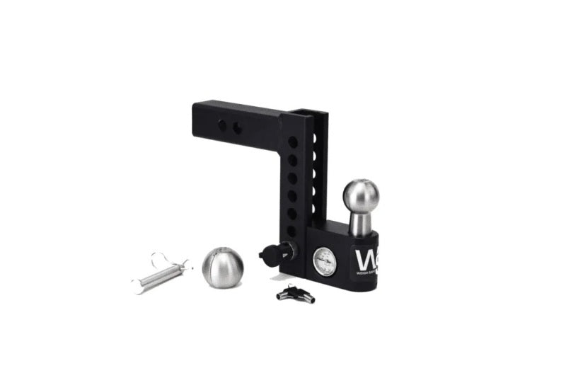 Weigh Safe Aero Hitch 4in Drop Hitch & 2in Shank (10K/12.5K GTWR) w/WS05 - Steel AWS4-2-KA