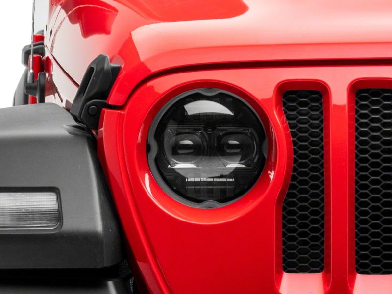 Raxiom 18-23 Jeep Wrangler JL Axial Series 9-In Angel Eye LED Headlights- Blk Housing (Clear Lens) J171705 J171705 Photo - Close Up