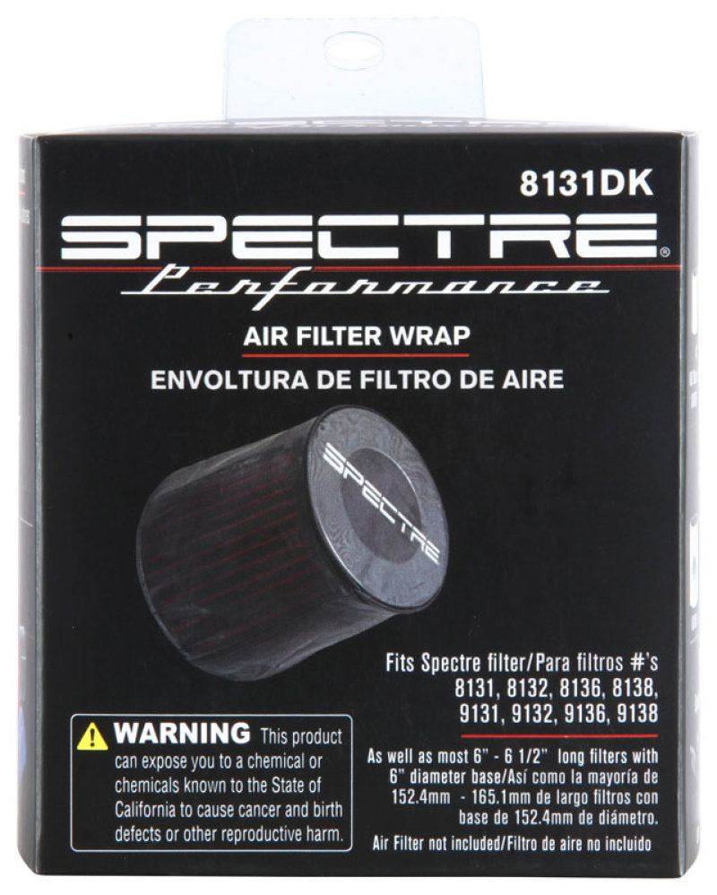 Spectre Universal Pre-Filter Wrap 6in. x 6.125in. - Black 8131DK 8131DK Photo - in package