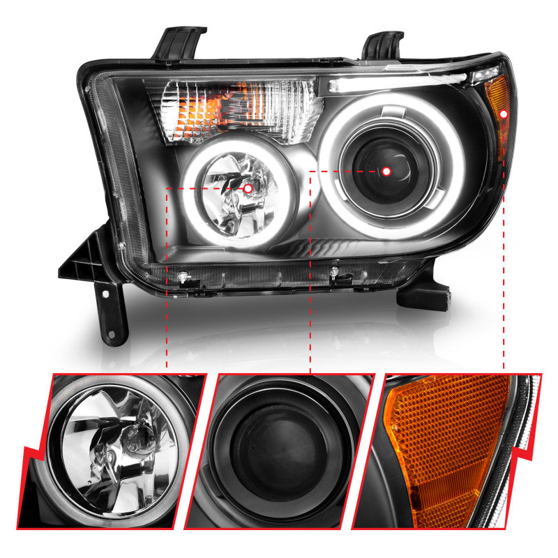 Anzo 2007-2013 Toyota Tundra Projector Headlights w/ Halo Black (CCFL) 111174 User 3