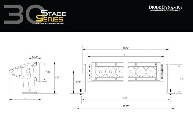 Diode Dynamics 30 In LED Light Bar Single Row Straight Clear Combo Each Stage Series DD5032 DD5032 User 6