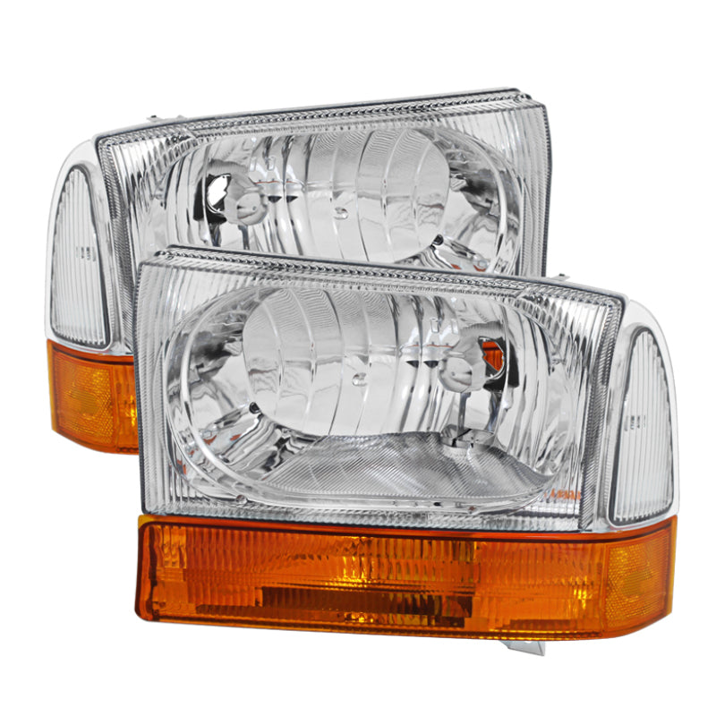 SPYDER Xtune Ford F250/350/450 Superduty 99-04 Crystal Headlights Chrome HD-JH-FF25099-AMB 9028588 9028588 Photo - Primary