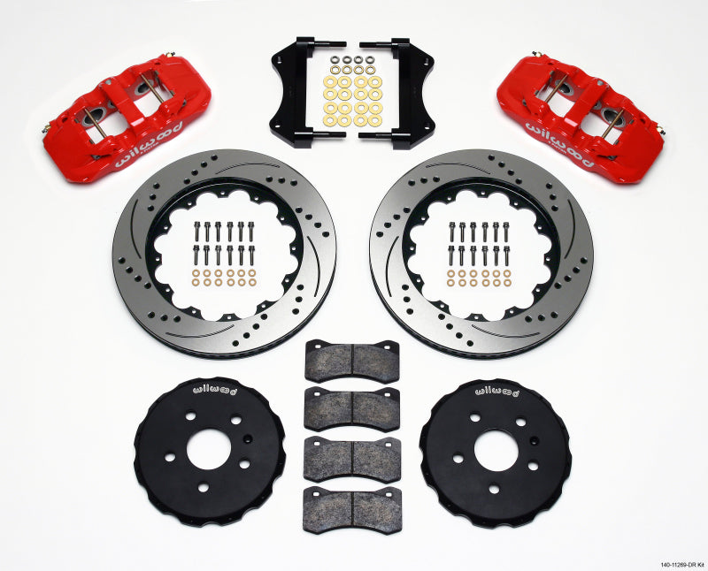Wilwood AERO6 Front Hat Kit 14.25 Drilled Red 2010-2015 Camaro 140-11269-DR 140-11269-DR Photo - Primary