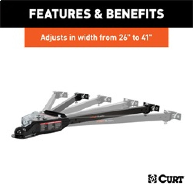 RockJock Curt Tow Bar with Adjustable Width Arms Car Mount 2in Ball 5000lbs RJ-19745 RJ-19745 Features and Benefits