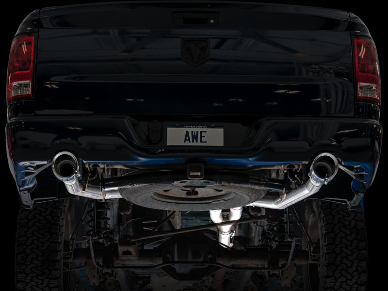 AWE Tuning 09-18 RAM 1500 5.7L (w/Cutouts) 0FG Dual Rear Exit Cat-Back Exhaust - Chrome Silver Tips 3015-32002 3015-32002 Photo - Mounted