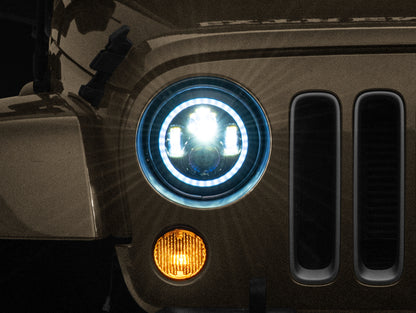 Raxiom 97-18 Jeep Wrangler TJ/JK Axial 7-Inch LED Headlights w/RGB Halo- Blk Hsng (Clear Lens) J142665 J142665 Photo - Primary