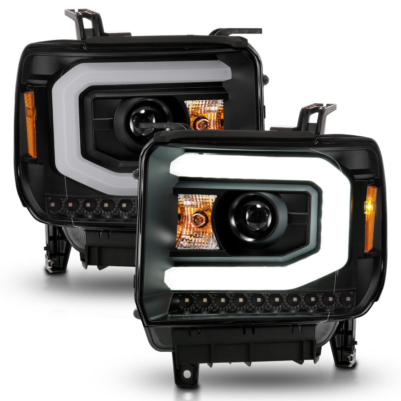 ANZO 2014-2015 GMC Sierra 1500 Projector Headlights w/ Light Bar Black Housing (Halogen Type) 111513 111513 Photo - Unmounted