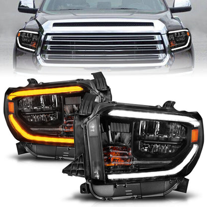 ANZO 2014-2017 Toyota Tundra LED Crystal Headlights w/ Switchback Black Housing w/ DRL 111531 111531 Photo - Primary