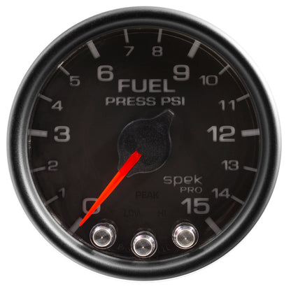 Autometer Spek-Pro Gauge Fuel Press 2 1/16in 15psi Stepper Motor W/Peak & Warn Blk/Blk P31532 P31532 User 2