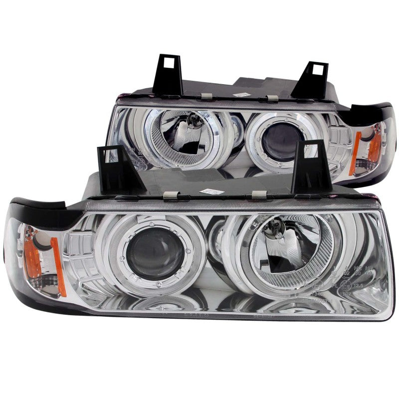 Anzo 1992-1998 BMW 3 Series E36 Projector Headlights w/ Halo Chrome G2 1 pc 121326 Photo - Primary