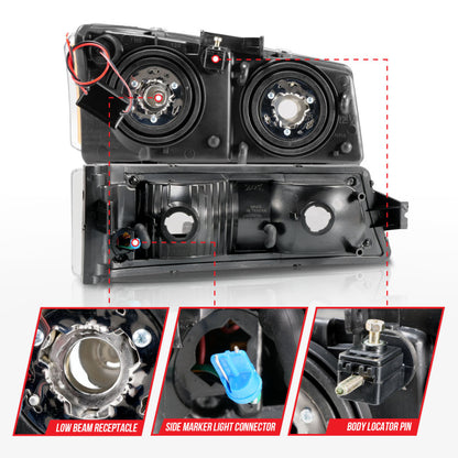 ANZO 2003-2006 Chevrolet Silverado 1500 Crystal Headlights w/ Light Bar Black Housing 111501 111501 User 4