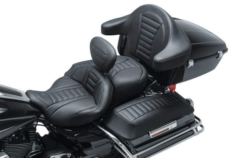 Mustang Motorcycle Mustang 93-13 Harley FL Touring Saddlebag Lid Covers Deluxe - Black 77637 77637 Photo - Primary