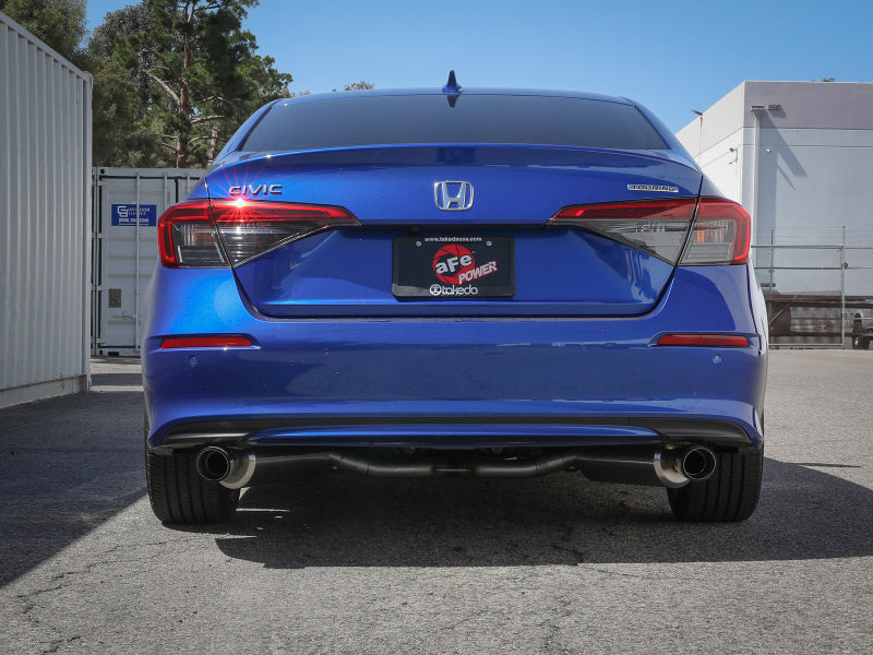 aFe Takeda 2.5in 304 SS Cat-Back Exhaust System w/CF Tips 2022+ Honda Civic L4-1.5L (t) 49-36628-C 49-36628-C Photo - Mounted