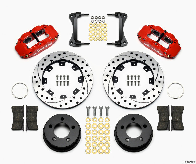 Wilwood FNSL4R Front Kit, 12.19", Drilled, Red, 87-89 Jeep 140-12576-DR Photo - Primary
