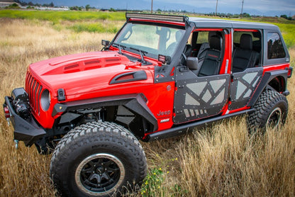 DV8 Offroad 18+ Jeep JL Heat Dispersion Hood - Primer Black HDMBJL-01 HDMBJL-01 Photo - Mounted