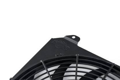 CSF 92-00 Honda Civic All-Aluminum Fan Shroud w/12in SPAL Fan - Black Finish 2858FB 2858FB Photo - Close Up