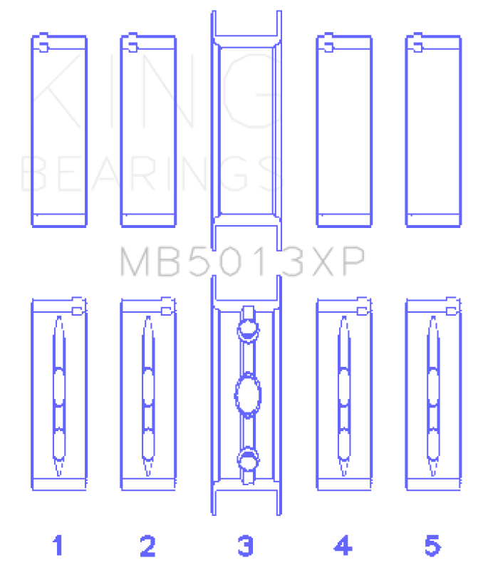 King Bearings Crankshaft Main Bearings, CHEVROLET 350 OHV V8 (set of 5 pairs) MB5013XP Photo - Primary