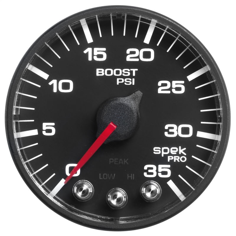 Autometer Spek-Pro Gauge Boost 2 1/16in 35psi Stepper Motor W/Peak & Warn Black/Black P303328 P303328 User 1