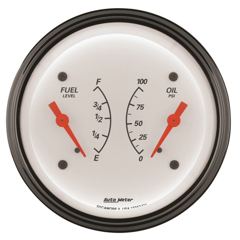 AutoMeter Gauge Dual Fuel & Oilp 3-3/8in. 240 Ohm(e) to 33 Ohm(f) & 100PSI Elec Arctic White 1313 1313 User 2