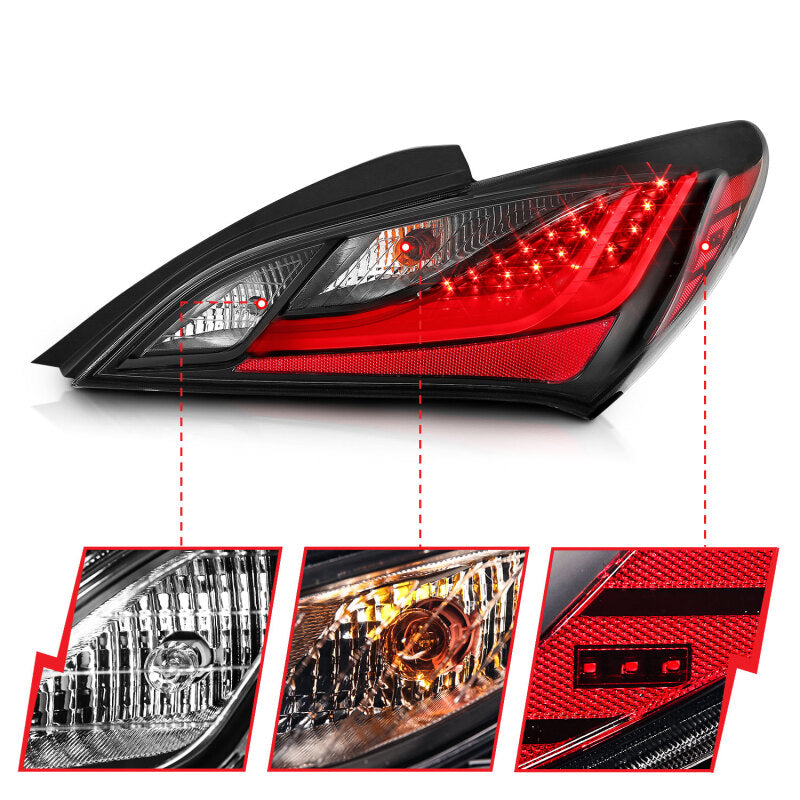 ANZO 10-13 Hyundai Genesis 2DR LED Taillights Smoke 321347 321347 Photo - Close Up